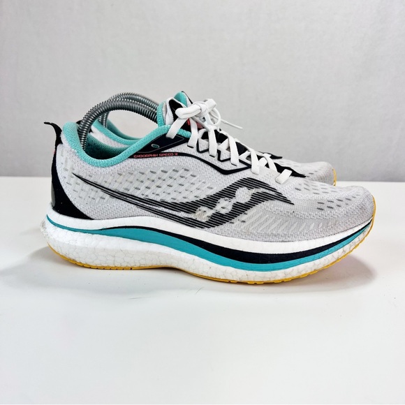 Saucony Endorphin Speed 2 Women's Running Shoes Size 10 White/Teal/Black - Picture 1 of 9